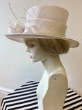 BRAND NEW MAX & ELLIE WHITE COIL & FEATHER TRIM  FORMAL HAT