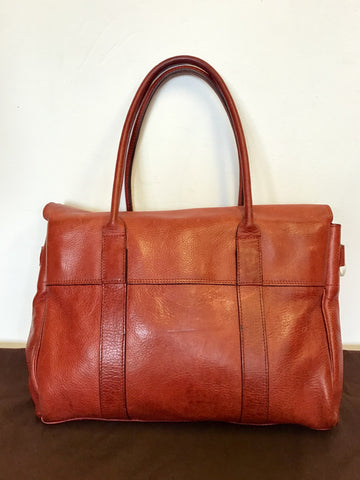 MULBERRY BAYSWATER LARGE TERRACOTTA RED LEATHER TOTE BAG