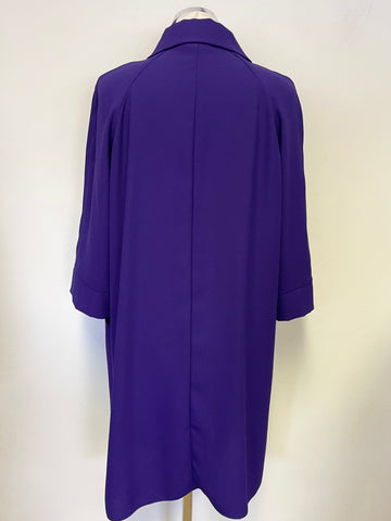 PHASE EIGHT PURPLE RELAXED FIT COLLARED 3/4 SLEEVED A-LINE DRESS SIZE 14