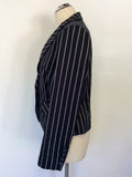 PLANET DARK BLUE PINSTRIPE COTTON BLEND JACKET SIZE 12