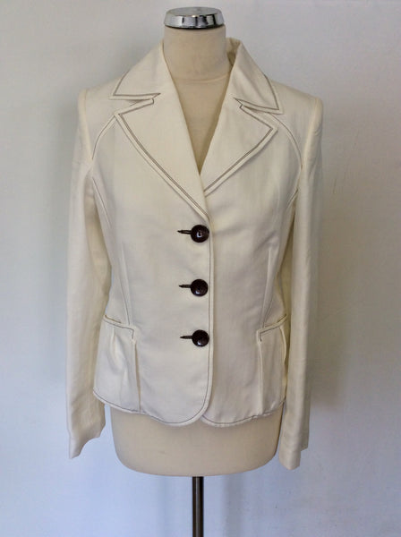 BRAND NEW MARIE MERO IVORY LINEN & COTTON BLEND JACKET SIZE 10