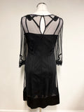 COAST BLACK MESH & SILK TRIMMED 3/4 SLEEVE SPECIAL OCCASION DRESS SIZE 10