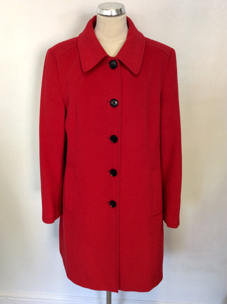 JAEGER RED WOOL BLEND KNEE LENGTH COAT SIZE 16