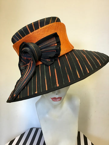 NIGEL RAYMENT BLACK & ORANGE  WEAVE FORMAL HAT ONE SIZE