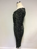 LK BENNETT MARIELLA BLACK & GREY LEOPARD PRINT DRESS SIZE 10