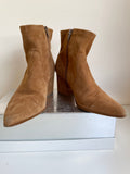 MODERN RARITY CAMEL SUEDE ANKLE BOOTS SIZE 4/37