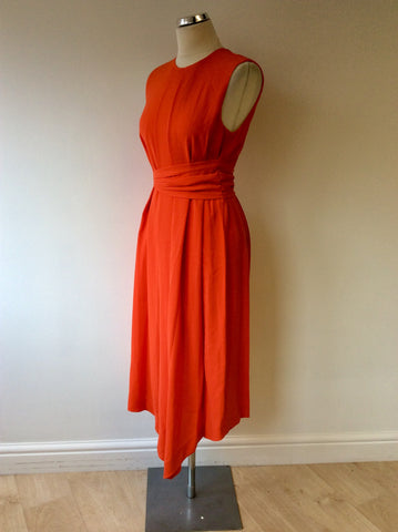 WHISTLES ORANGE PLEATED DETAIL SPECIAL OCCASION DRESS SIZE 8