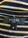 HOBBS BLACK & BROWN STRIPE WOOL KNIT DRESS SIZE 8