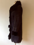 JOSEPH SLATE FUR LINED LAMBSKIN COAT SIZE 40 UK 12