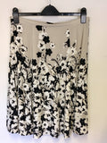 BRAND NEW PRÉCIS PETITE BEIGE,BLACK & WHITE FLORAL PRINT SKIRT SIZE 12