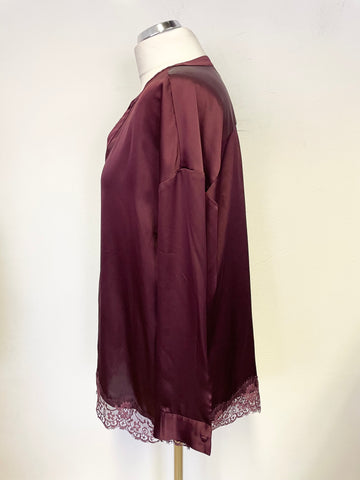 NOT YOUR DAUGHTERS JEANS BURGUNDY SATIN BLOUSE SIZE S