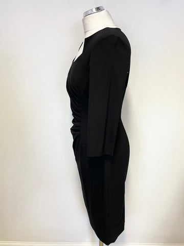 EPISODE BLACK SHAPED NECKLINE 3/4 SLEEVE PENCIL DRESS SIZE 8