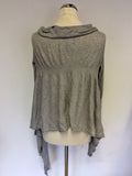 ALL SAINTS LIGHT GREY TAVARA DRAPED WATERFALL CARDIGAN SIZE 8