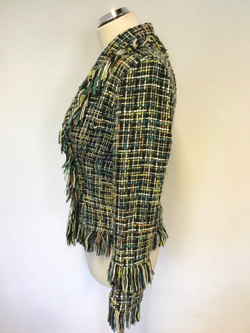 MINK BIKINI GREEN & MULTI COLOURED WEAVE JACKET SIZE 12