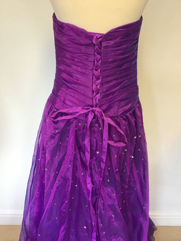 BRAND NEW UNBRANDED PURPLE SEQUINNED STRAPLESS BALLGOWN SIZE 14
