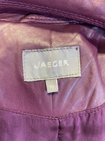 BRAND NEW WITH DEFECTS JAEGER BURGUNDY LEATHER BIKER JACKET SIZE 10