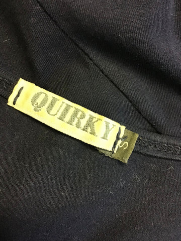 QUIRKY NAVY BLUE LONG SLEEVE OVERSIZE STRETCH JERSEY MIDI DRESS SIZE S