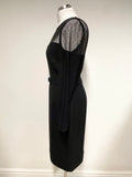HOBBS BLACK MESH BODICE & LONG SLEEVED PENCIL DRESS SIZE 10