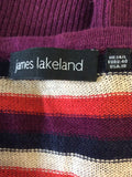 JAMES LAKELAND MULTI COLOURED STRIPED SHORT SLEEVE CARDIGAN SIZE 14