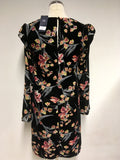 BRAND NEW MARKS & SPENCER BLACK VELVET FLORAL PRINT SHIFT DRESS SIZE 8