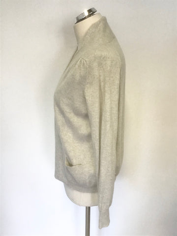 MARKS & SPENCER LIGHT GREY CASHMERE CARDIGAN SIZE 12