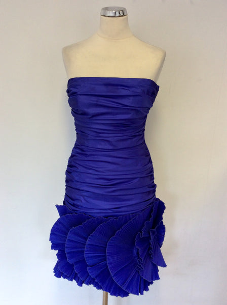 FRANK USHER BLUE STRAPLESS COCKTAIL DRESS FIT UK 8