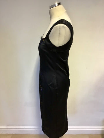 Star By Julien Macdonald Black With Lace & Floral Panel Pencil Dress Size 10