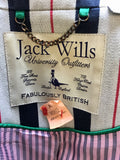 JACKS WILLS FABULOUSLY BRITISH LIGHT GREY,NAVY & RED STRIPE WOOL BLEND JACKET SIZE 10
