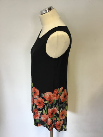PHASE EIGHT BLACK & FLORAL PRINT SLEEVELESS TOP SIZE 10