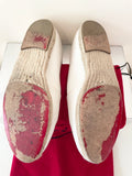 CHRISTIAN LOUBOUTIN WHITE CANVAS EMBROIDERED CREST FROST ESADRILLE FLATS SIZE 6/39