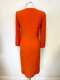 HOBBS ORANGE 3/4 SLEEVED PENCIL DRESS SIZE 10