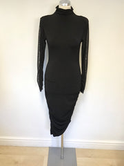 BRAND NEW GESTUZ BLACK CUT OUT BACK LONG SLEEVE BODYCON DRESS SIZE S UK 8/10