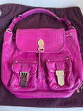 MULBERRY TILLIE DARK PINK LEATHER DRAWSTRING CLOSURE TOTE BAG