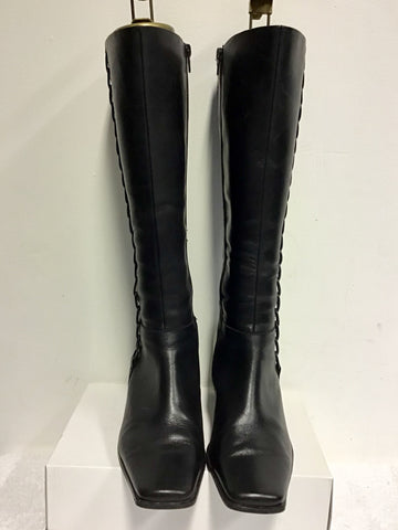 DOLCIS BLACK LEATHER KNEE LENGTH BOOTS SIZE 6/39