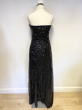 KDK LONDON BLACK SEQUINNED SLEEVELESS LONG EVENING DRESS SIZE 10