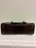 HOBBS DARK BROWN LEATHER CROC DESIGN TOTE/ SHOULDER BAG