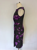 PRÉCIS BLACK & WHITE SPOT & PURPLE FLORAL PRINT DRESS SIZE 8