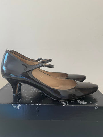 BEATRIX ONG RIPTIDE BLACK PATENT LEATHER  MARY JANE HEELS SIZE 5/38