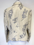 HOBBS CREAM & SILVER GREY METALLIC DESIGN LINEN & COTTON TAILORED JACKET SIZE 16