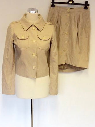MULBERRY CREAM COTTON JACKET & SKIRT SUIT SIZE 10