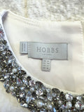 BRAND NEW HOBBS CREAM JEWEL EMBELLISHED NECKLINE SLEEVELESS PENCIL DRESS SIZE 14