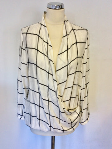 MINT VELVET BLACK & WHITE CROSS OVER SHIRT/TOP SIZE 12