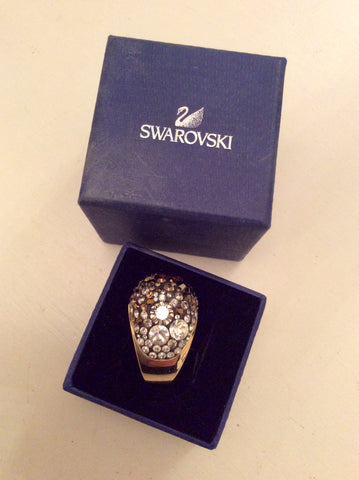 SWAROVSKI MULTI COLOURED CRYSTAL NIRVANI GOLD PLATED DRESS RING
