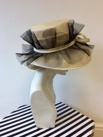 BRAND NEW CAPPELLI CONDICI NATURAL STRAW & BLACK NET TRIM FORMAL HAT