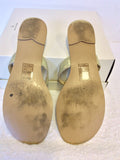 MODA IN PELLE PALE GOLD JEWEL TRIM LEATHER TOE POST FLIP FLOPS SIZE 7/40