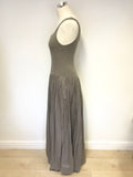 FRENCH CONNECTION KHAKI SLEEVELESS STRETCH JERSEY TOP MAXI DRESS SIZE 10