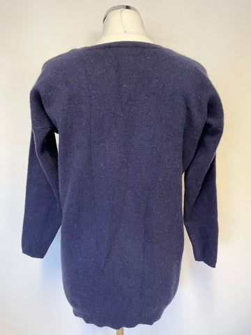 MARKS & SPENCER COLLECTION 100% CASHMERE BLUE LONG SLEEVED JUMPER SIZE 14