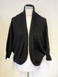 JOHN LEWIS COLLECTION BLACK 100% CASHMERE BATWING SLEEVE CARDIGAN SIZE S