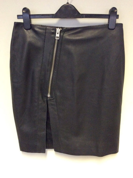 ALL SAINTS LUCIELLE SPLIT BLACK LEATHER SKIRT SIZE 12