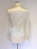 JAEGER IVORY SILK FRILL TRIM SILK BLOUSE SIZE 10